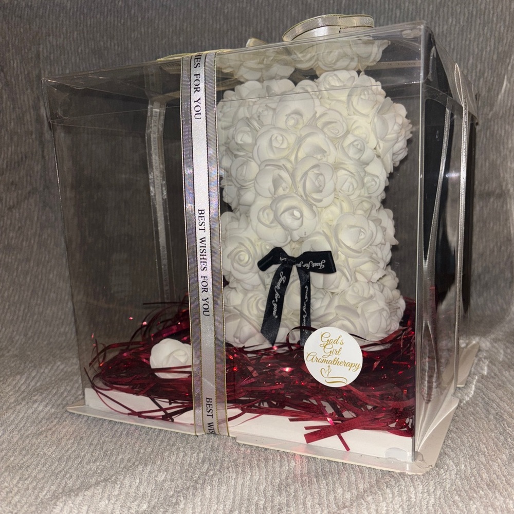 White Forever Rose Teddy Bear in Gift Box